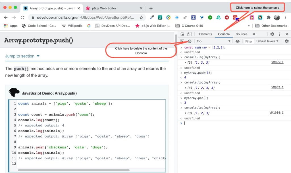 How to use the Chrome Developer Tool console to try out Javascript code snippets.